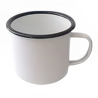 Enamel Steel Sublimation Mug - Black Rim, white, 500 ml