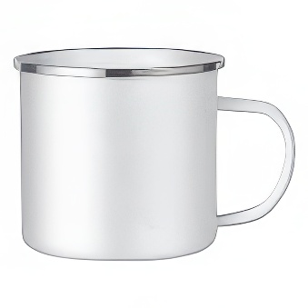 Enamel Steel Sublimation Mug - Silver Rim, white, 500 ml