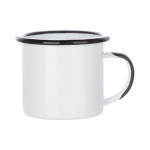 Enamel steel mug for sublimation with black rim and handle