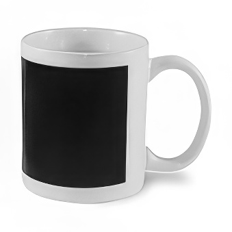 White Colour-Changing Mug with Black Reveal Window - For Sublimation & Laser Engraving