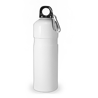 Metal bottle with carabinier for sublimation and engraving, white, 750 ml