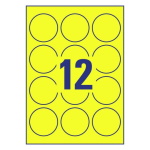 Self-adhesive removable neon paper labels for laser printers and copiers - 12 labels per sheet