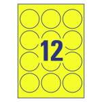 Self-adhesive removable neon paper labels for laser printers and copiers - 12 labels per sheet