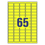 Self-adhesive removable neon paper labels for laser printers and copiers - 65 labels per sheet