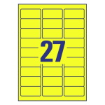 Self-adhesive removable neon paper labels for laser printers and copiers - 27 labels per sheet