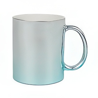 Metaliczny kubek do sublimacji i graweru laserowego, srebrno-niebieski, 330 ml