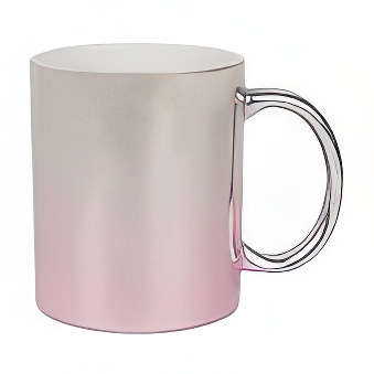 Metaliczny kubek do sublimacji i graweru laserowego, srebrno-różowy, 330 ml