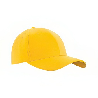 Peaked cap 6-panels with metal clip for solvent printing, yellow