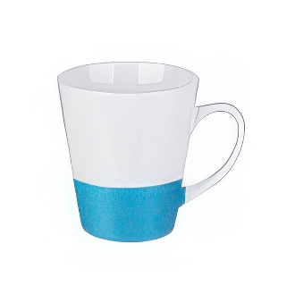 Kubek do sublimacji latte - z brokatowym paskiem, 350 ml, biało-błękitny