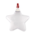 Photo Christmas bauble with red ribbon and silver cap - star