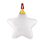 Photo Christmas bauble with red ribbon and gold cap - star