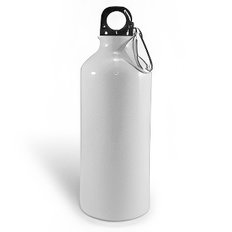 Metal bottle with carabinier for sublimation and engraving, white, 500 ml