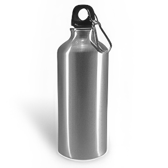 Metal bottle with carabinier for sublimation and engraving, silver, 500 ml
