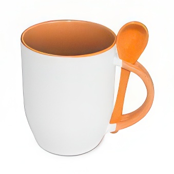 Mug for sublimation printout with spoon orange