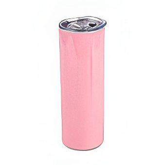 Tumbler mug with straw for sublimation and engraving pink 600 ml