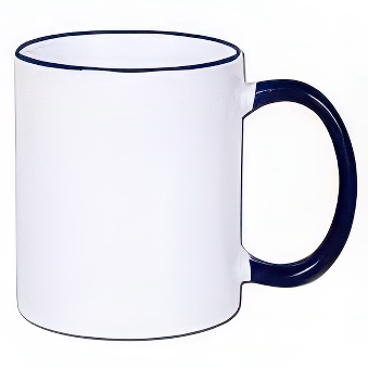 Kubek do sublimacji - kolorowy rant i uchwyt, 330 ml, granatowy