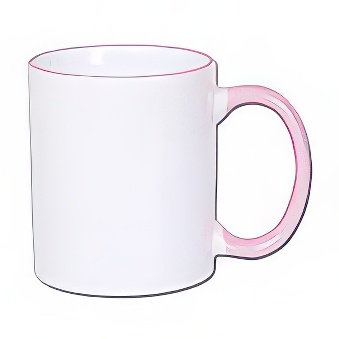 Kubek do sublimacji - kolorowy rant i uchwyt, 330 ml, różowy