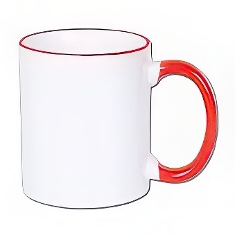 Kubek do sublimacji - kolorowy rant i uchwyt, 330 ml, czerwony