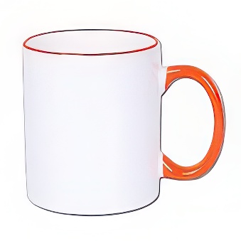 Kubek do sublimacji - kolorowy rant i uchwyt, 330 ml, pomarańczowy