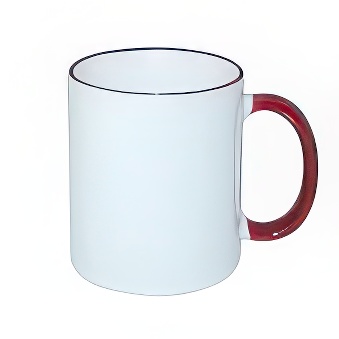Kubek do sublimacji - kolorowy rant i uchwyt, 330 ml, brązowy