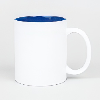 White Mug with Coloured Interior and Laser Engraving, white/blue, 300 ml