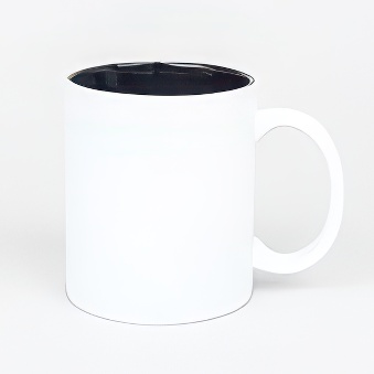 White Mug with Coloured Interior and Laser Engraving, white-black, 300 ml