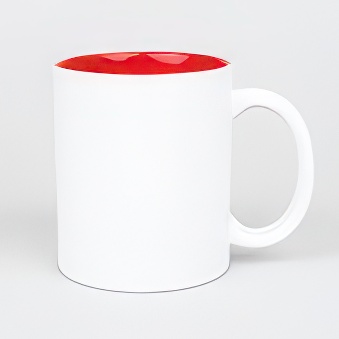 White Mug with Coloured Interior and Laser Engraving, white/red, 300 ml