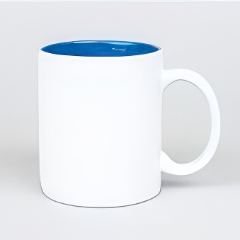 White Mug with Coloured Interior and Laser Engraving, white/light blue, 300 ml