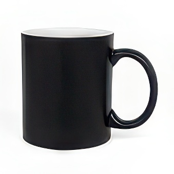 New Black Mug with Coloured Interior and Laser Engraving, black/white, 300 ml