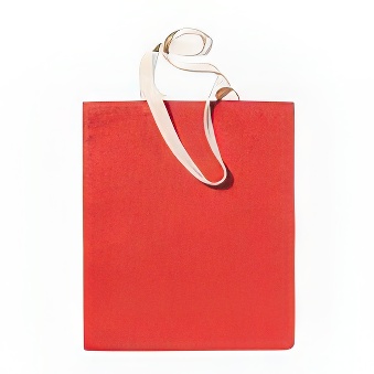 Jute shopping bag red with a cotton handle red 38 x 42 cm