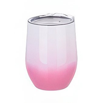Kubek podróżny metalowy termiczny do sublimacji biało-różowy, 360 ml