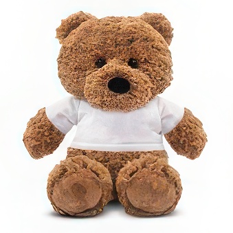 Brown Teddy with a white T-shirt for printing, 20 cm
