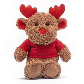 Brown teddy reindeer with a red T-shirt suitable for Thermal Transfer with an Inkjet Printer, 