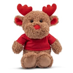 Brown teddy reindeer with a red T-shirt suitable for printing