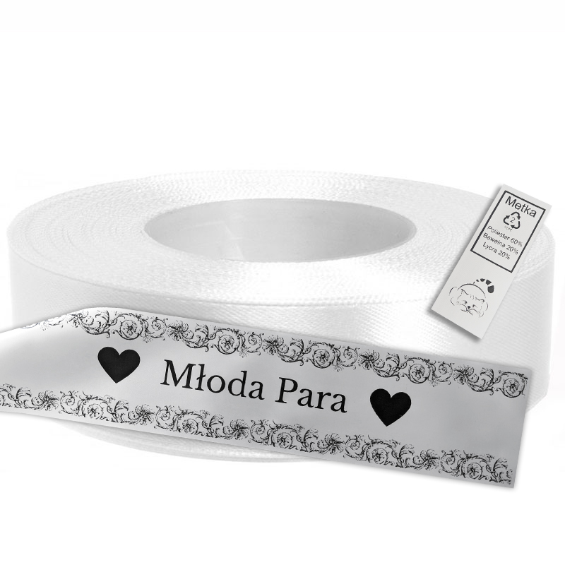 Satin Ribbon for Thermal Transfer Printing - Flex and Flock, white, 2,5 cm x 50 m