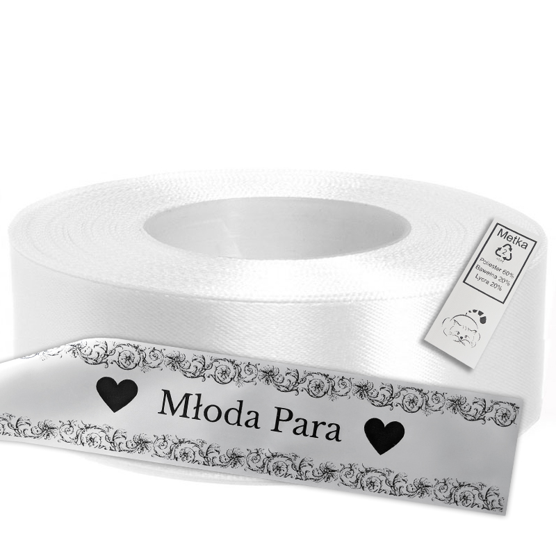 Satin Ribbon for Thermal Transfer DTF Printing, white, 5 cm x 50 m