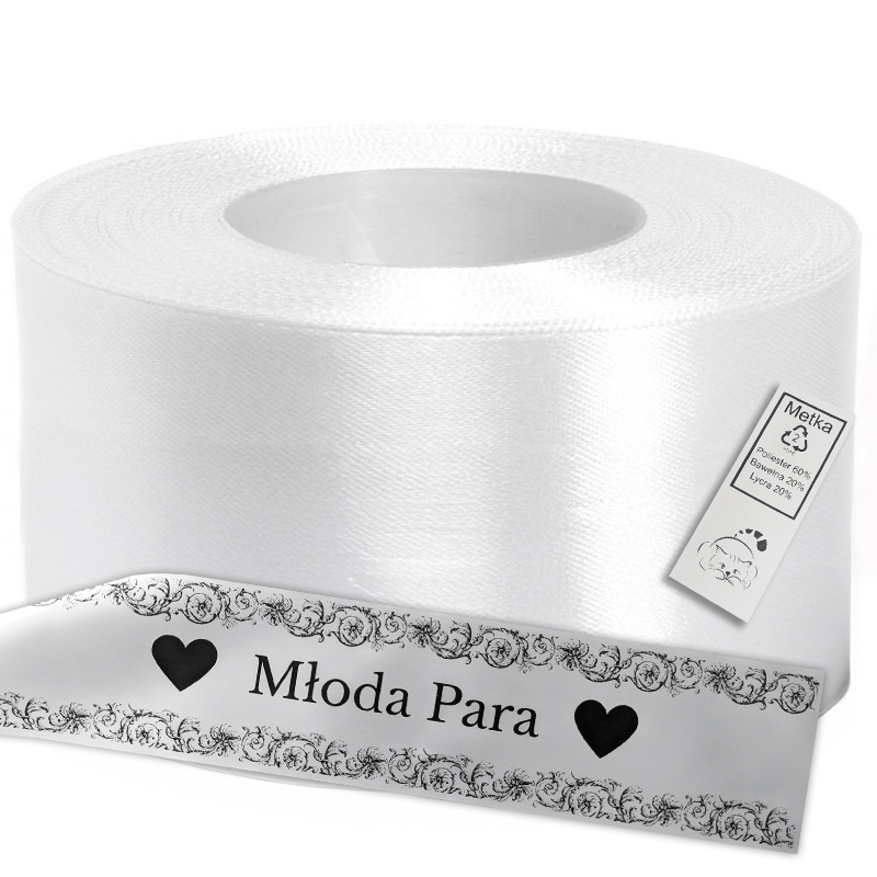 Satin Ribbon for Thermal Transfer DTF Printing, white, 8 cm x 50 m