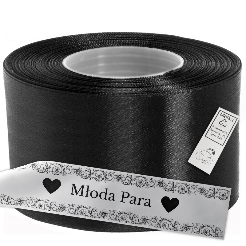 Satin Ribbon for Thermal Transfer Printing black 8 cm x 50 m