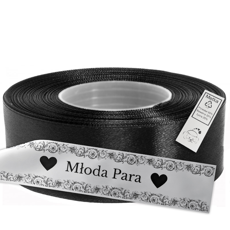 Satin Ribbon for Thermal Transfer DTF Printing, black, 5 cm x 50 m