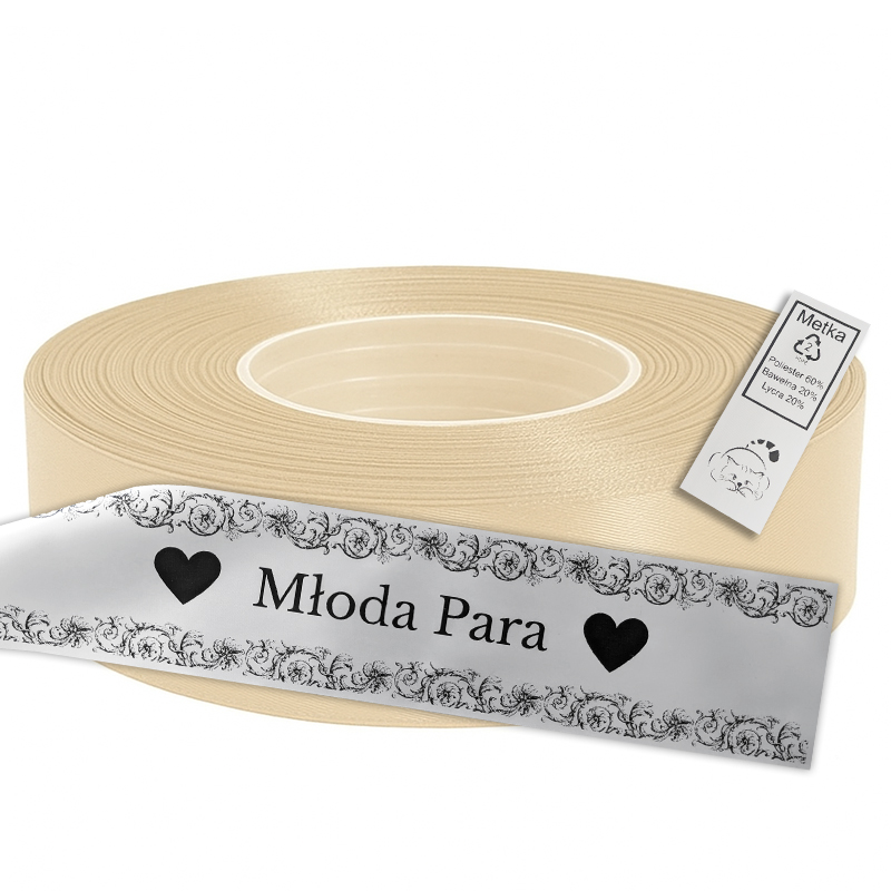 Satin Ribbon for Thermal Transfer Printing beige 2,5 cm x 50 m