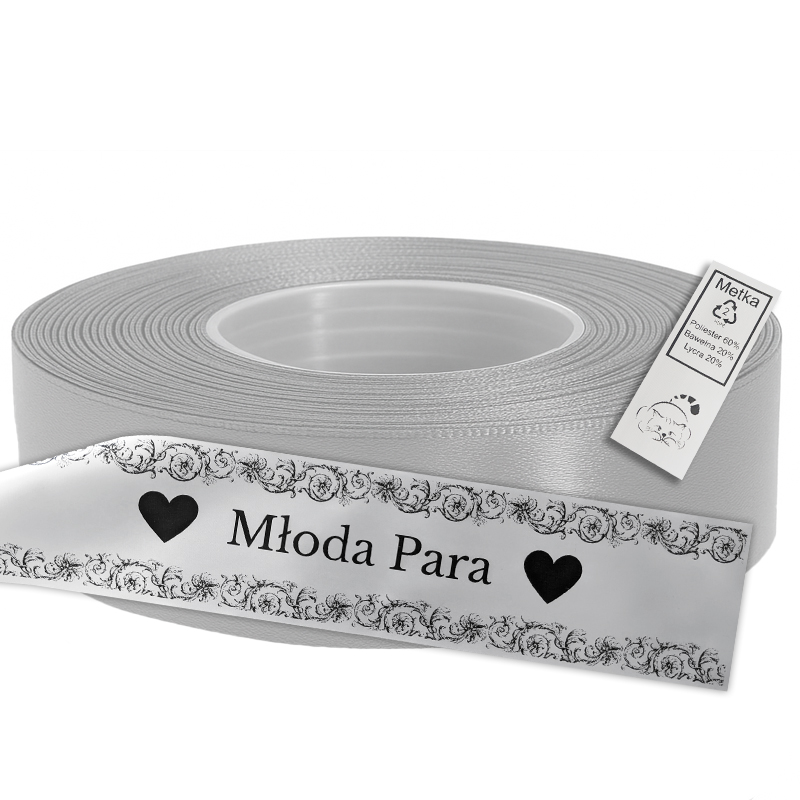 Satin Ribbon for Thermal Transfer Printing silver 2,5 cm x 50 m