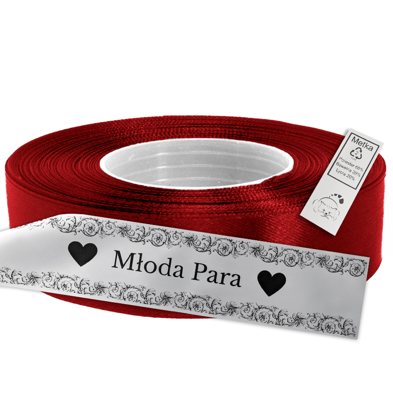 Satin Ribbon for Thermal Transfer DTF Printing, red, 2,5 cm x 50 m