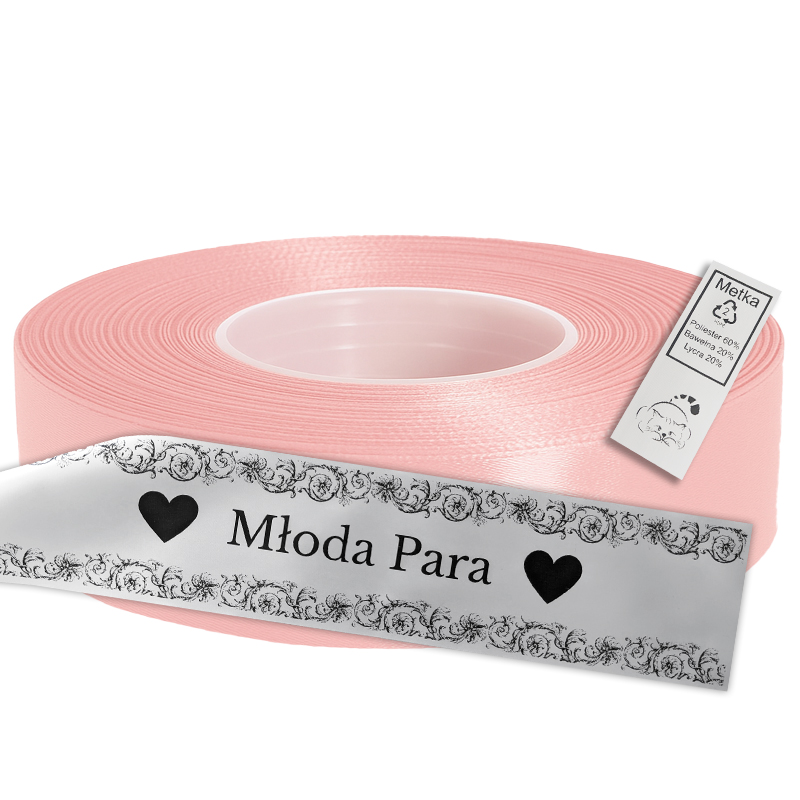 Satin Ribbon for Thermal Transfer Printing blush pink 2,5 cm x 50 m
