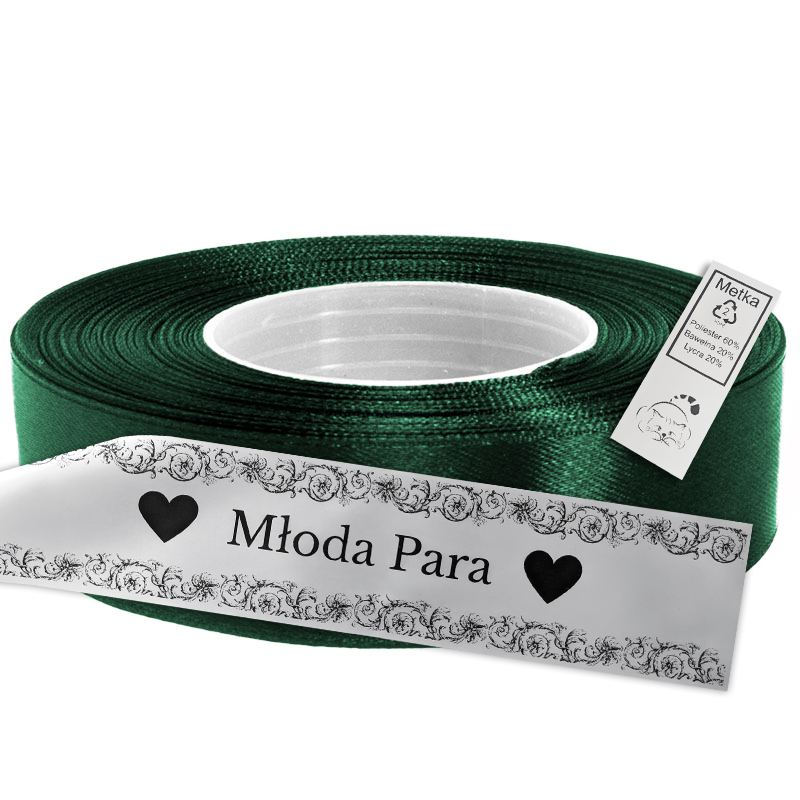 Satin Ribbon for Thermal Transfer Printing dark green 2,5 cm x 50 m