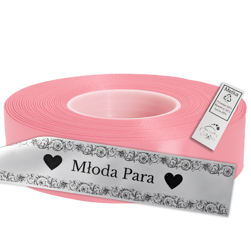 Satin Ribbon for Thermal Transfer DTF Printing, pink, 2,5 cm x 50 m
