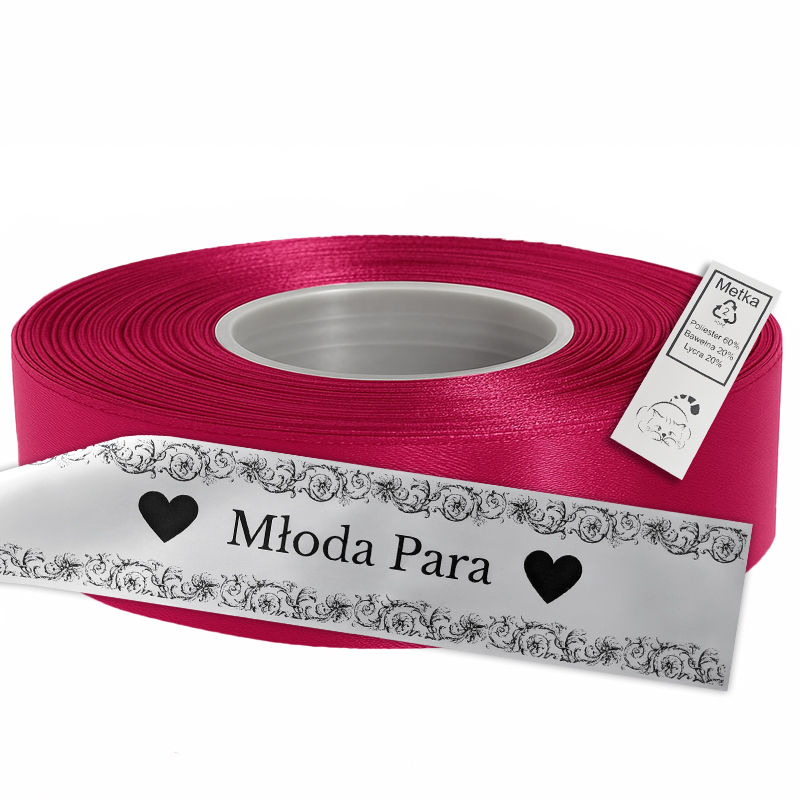 Satin Ribbon for Thermal Transfer DTF Printing, dark pink, 2,5 cm x 50 m
