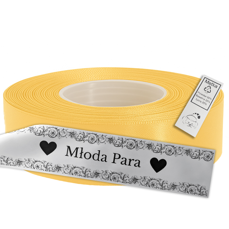 Satin Ribbon for Thermal Transfer Printing yellow 2,5 cm x 50 m