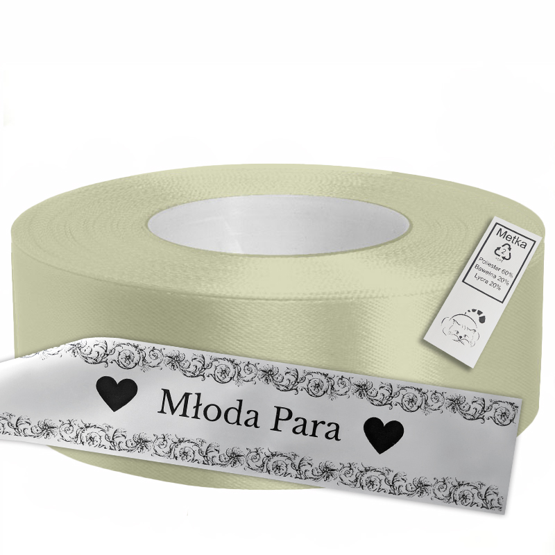 Satin Ribbon for Thermal Transfer Printing cream colored 5 cm x 50 m