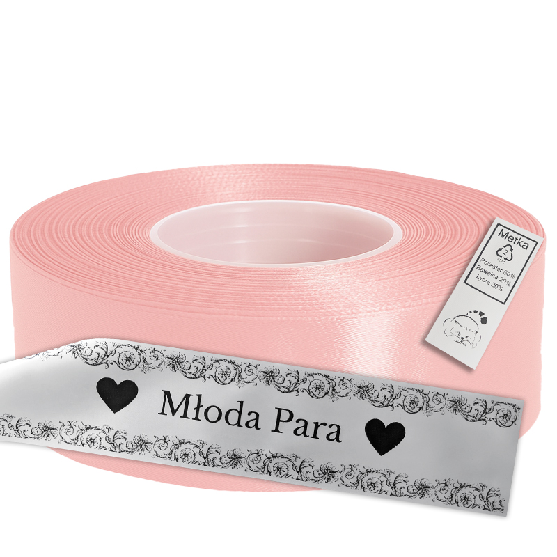 Satin Ribbon for Thermal Transfer Printing blush pink 5 cm x 50 m