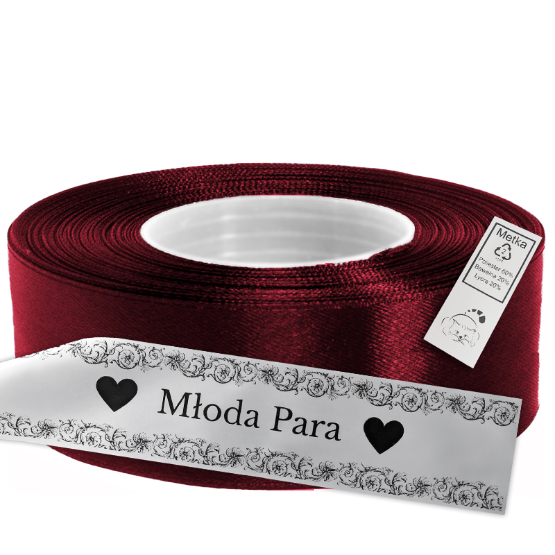 Satin Ribbon for Thermal Transfer DTF Printing, deep red, 5 cm x 50 m